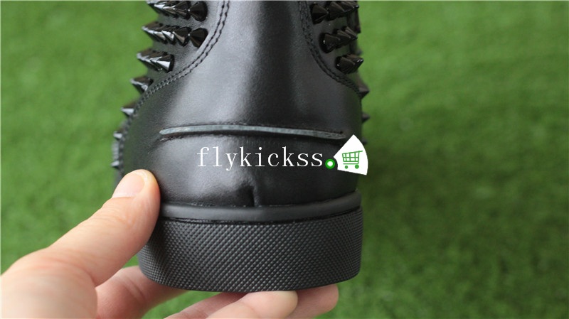 Super High End Christian Louboutin Flat Sneaker High Top Black Leather